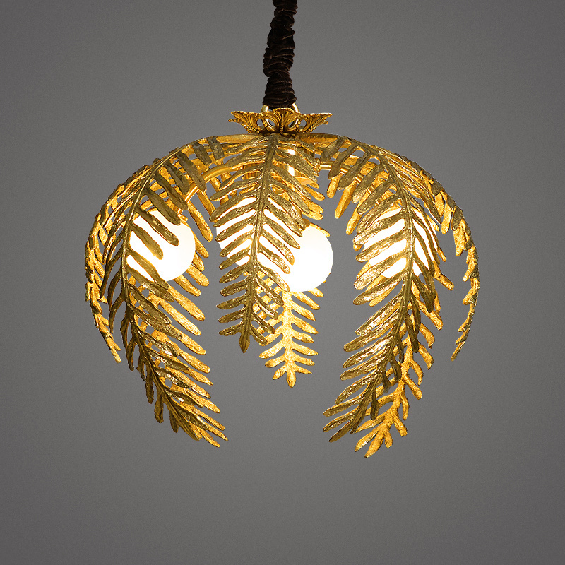 Brass Palm Tree Chandelier Pendant Lighting Palm Beach /Desert Hanging Ceiling Lamp with Glass Ball for Living Room /Dining Room