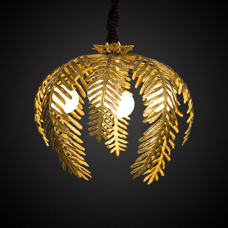 Brass Palm Tree Chandelier Pendant Lighting Palm Beach /Desert Hanging Ceiling Lamp with Glass Ball for Living Room /Dining Room