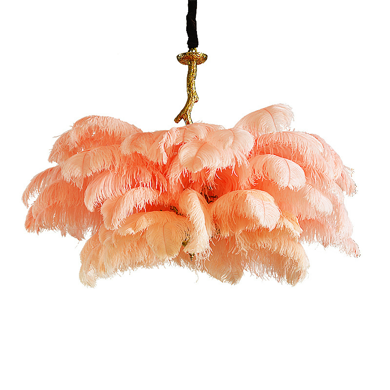 Most popular solid brass chandelier Beautiful Ostrich Feather Chandelier diy decoration chandelier