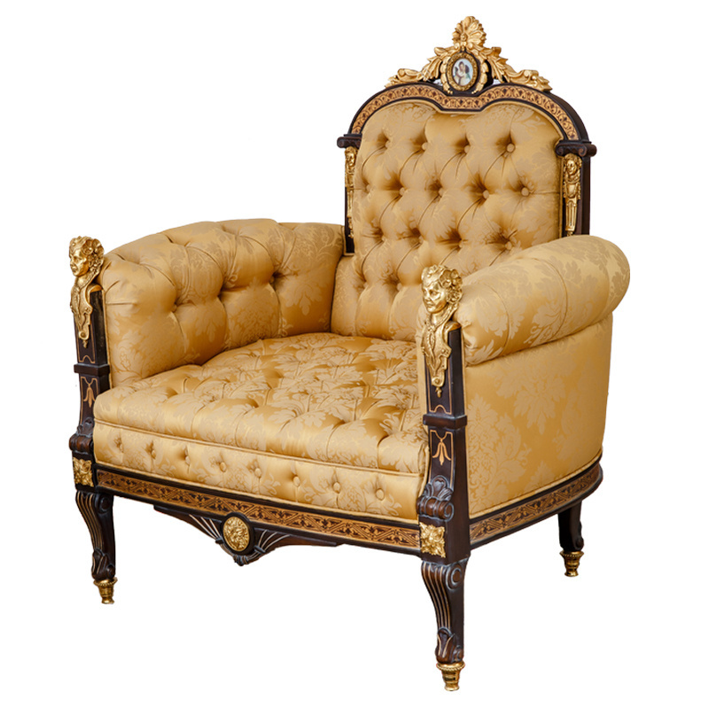 Classic Living Room Furniture French Louis XV Rococo Style Carved Gilded Grand Royal Salon Sofa Set Home Furniture Antique 1pc