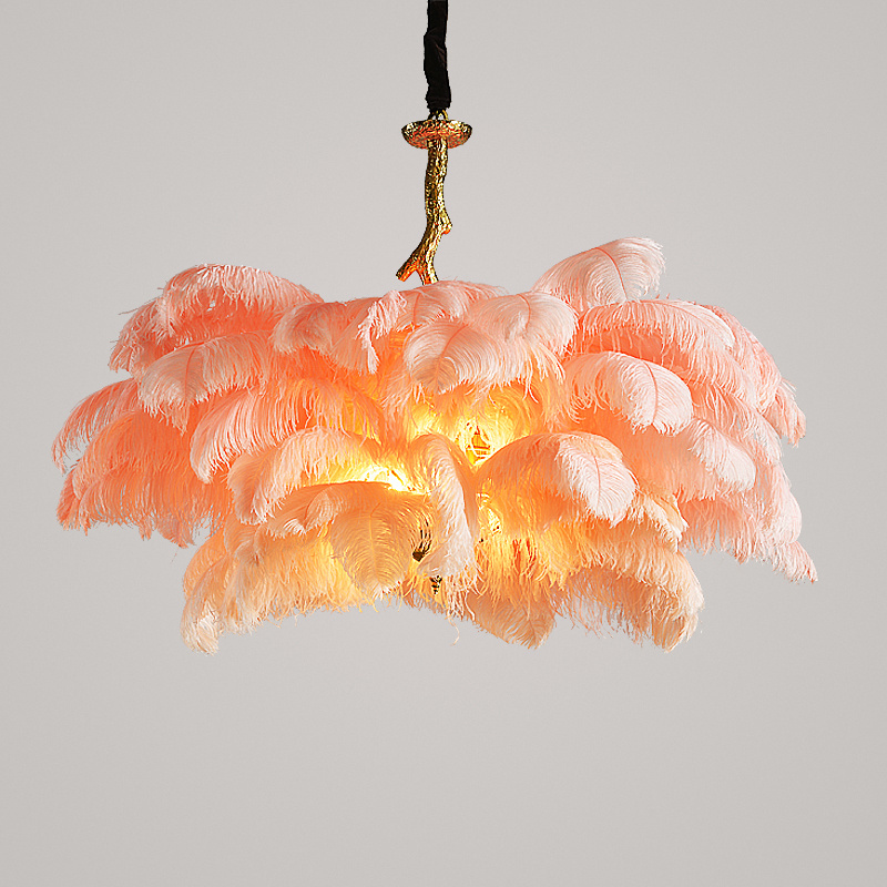 Most popular solid brass chandelier Beautiful Ostrich Feather Chandelier diy decoration chandelier