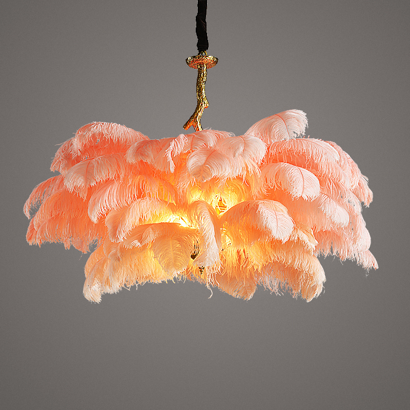 Most popular solid brass chandelier Beautiful Ostrich Feather Chandelier diy decoration chandelier