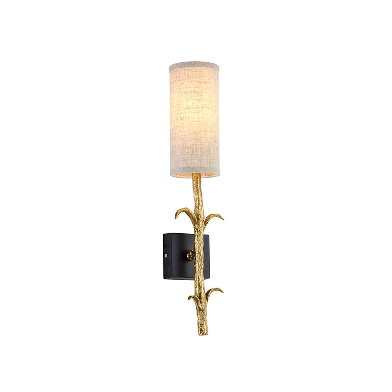 Post-modern Wall Sconce Light Fixture Led Wall Lamp with Fabric Cloth Furniture Brass Lampshade Home E14 Gold and Black 50000