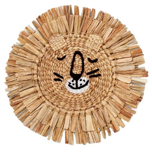 New style straw wall decoration baby lion water hyacinth living room wall decor basket cute kid dressing room