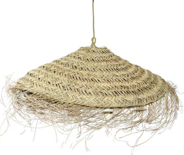 Round nordic seagrass pendant light with tassels handmade bohemian seagrass chandelier for living rooms