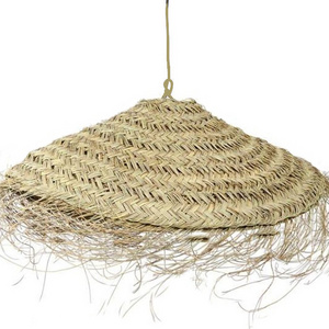 Round nordic seagrass pendant light with tassels handmade bohemian seagrass chandelier for living rooms