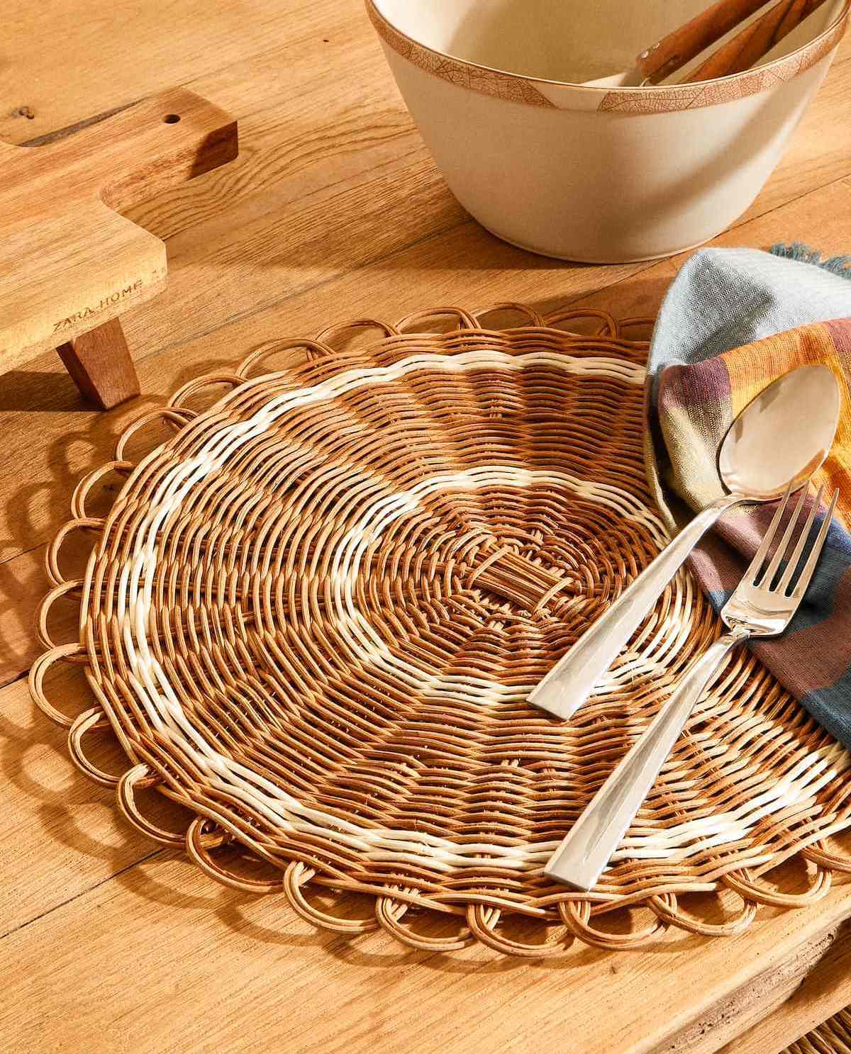 Handcrafted sustainable rustic rattan charger plates natural eco-friendly rattan round placemat