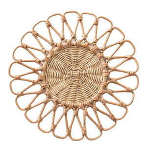 Handcrafted sustainable rustic rattan charger plates natural eco-friendly rattan round placemat