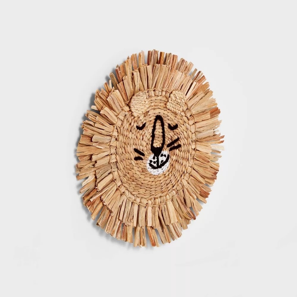 New style straw wall decoration baby lion water hyacinth living room wall decor basket cute kid dressing room