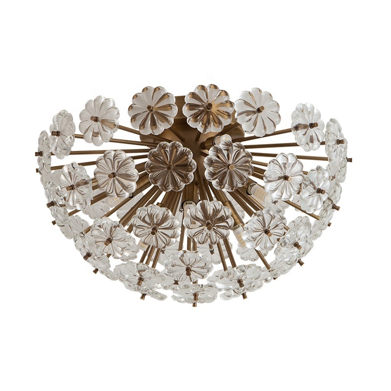 Modern crystal ceiling lamps bedroom lamps entryway aisle lights creative petals dandelion full copper ceiling lamps