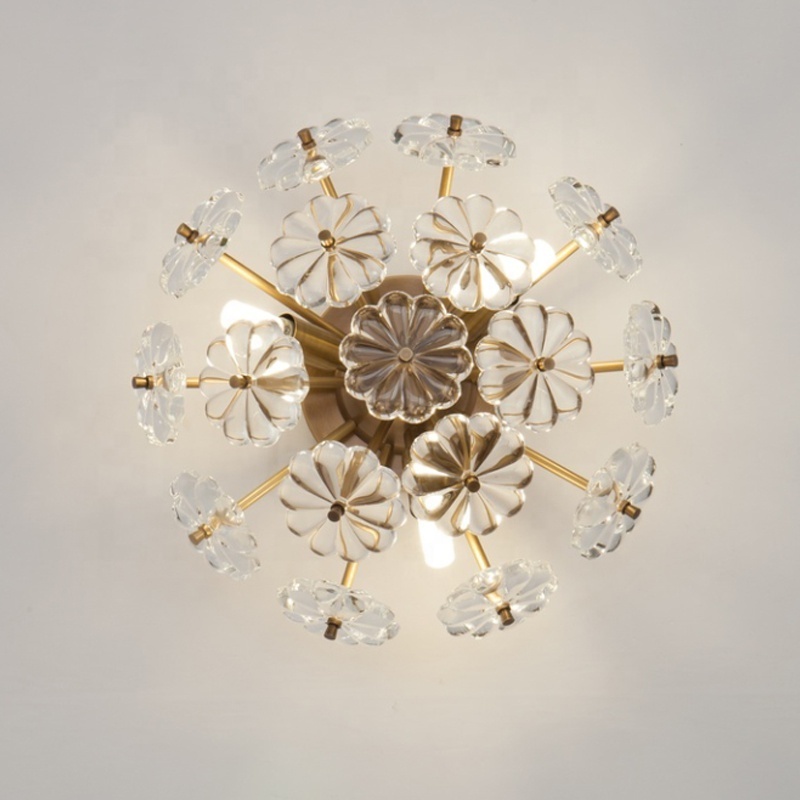 Modern crystal ceiling lamps bedroom lamps entryway aisle lights creative petals dandelion full copper ceiling lamps