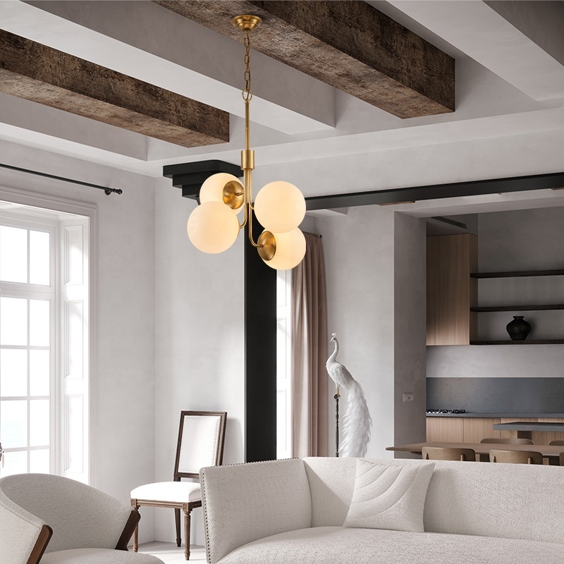 Creative Scandinavian magic bean lamps and lanterns post-modern minimalist all-copper bedroom dining room hallway chandelier