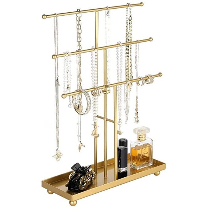 Jewelry Stand Display Necklace Holder Metal Tabletop Jewelry Organizer Tower for Hanging Earring Bracelet Accessories