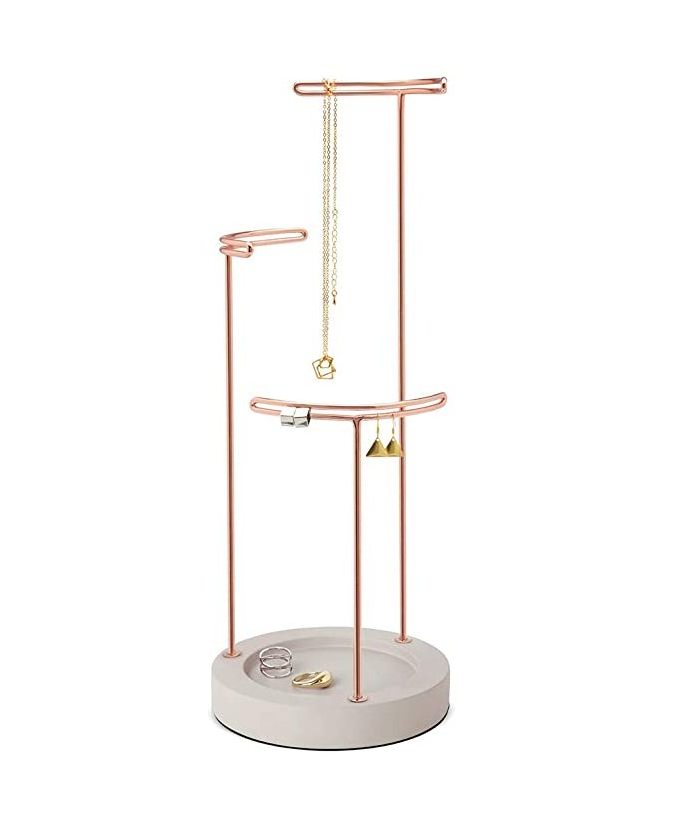 Jewelry Stand Display Necklace Holder Metal Tabletop Jewelry Organizer Tower for Hanging Earring Bracelet Accessories