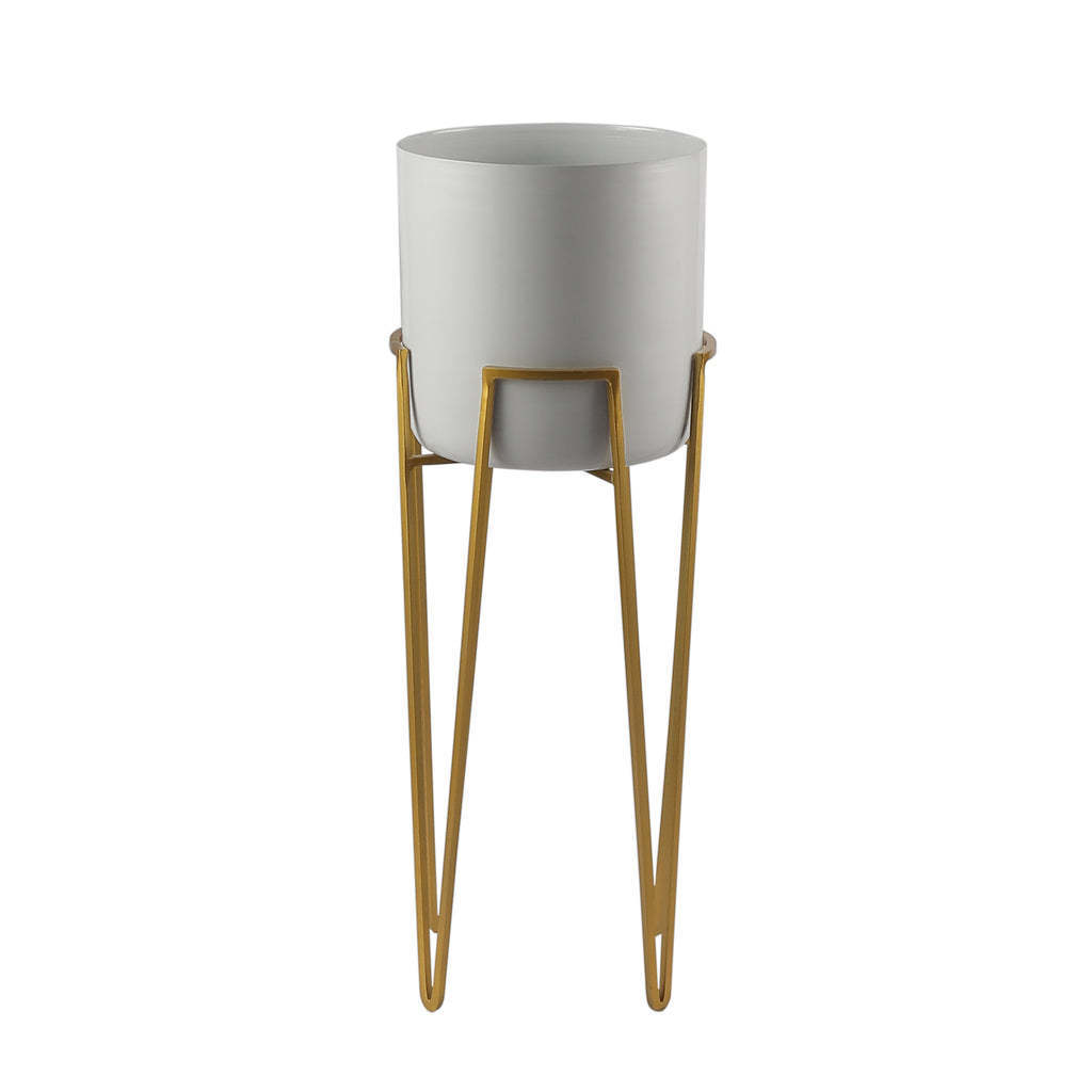 Madrid White & Gold Planter