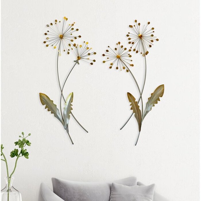 For Sale 2 Piece Dandelion Wall Decor Set Metal Home Decor Interior Home Decor In Wholesale Prices