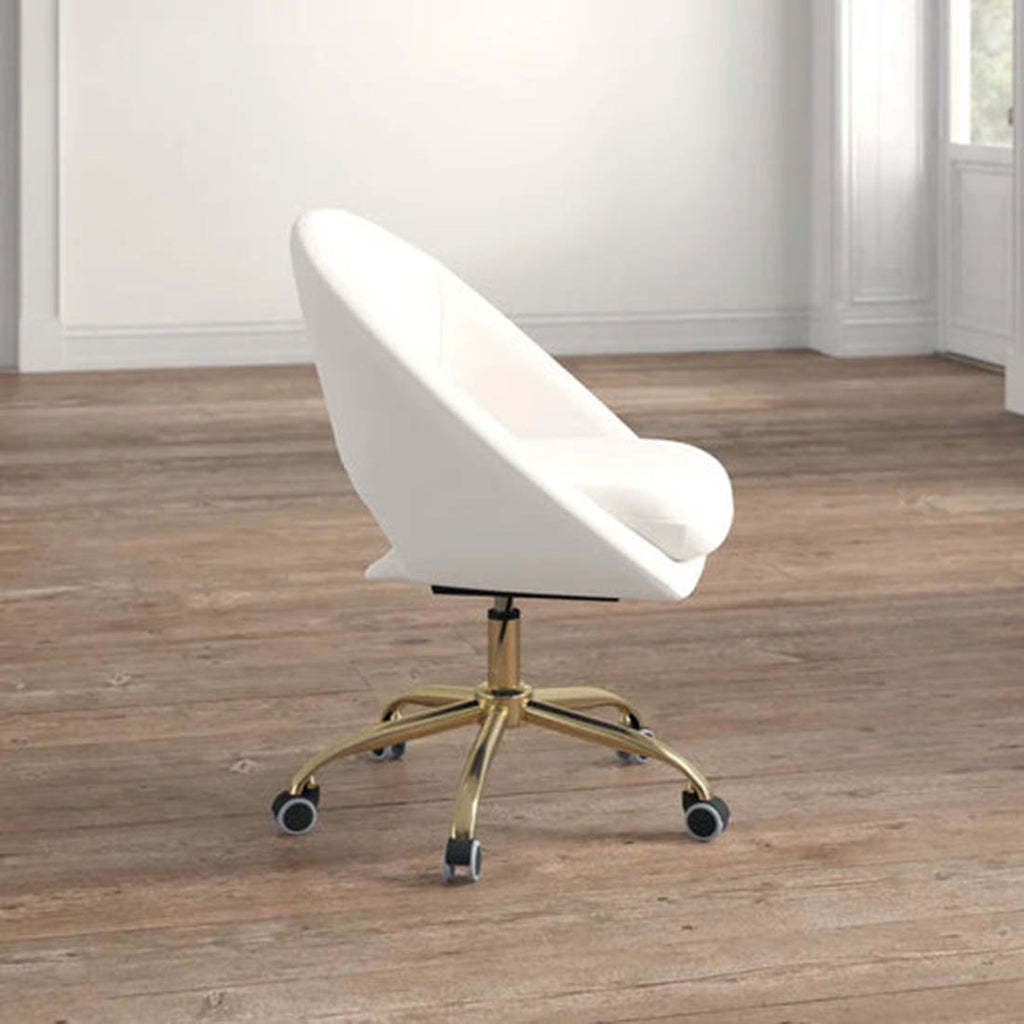 White Comfy Rounded Back Velvet Swivel Chair For Dinning Room Living Room And Office Chair In Wholesale Prices