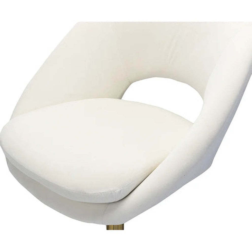 White Comfy Rounded Back Velvet Swivel Chair For Dinning Room Living Room And Office Chair In Wholesale Prices