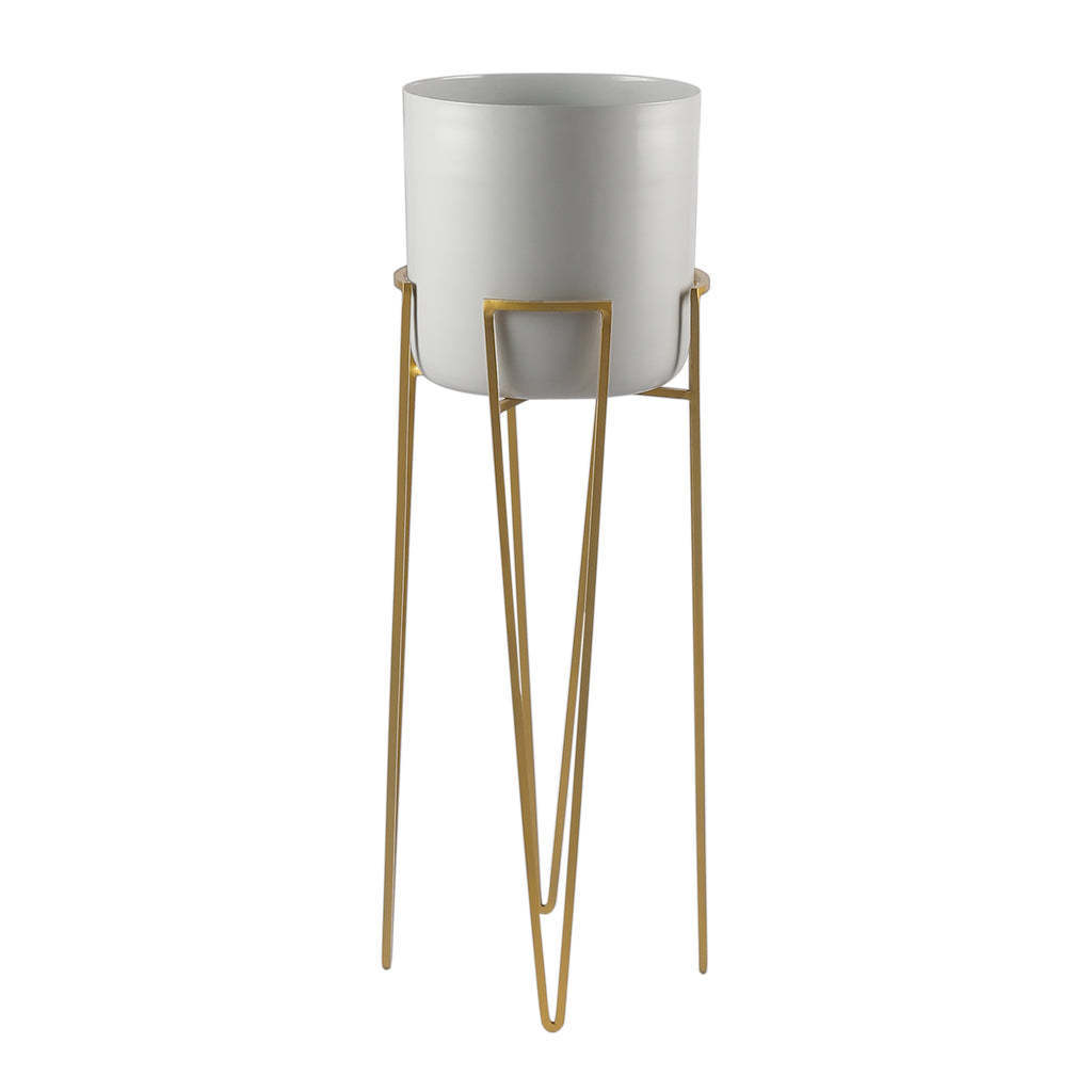 Madrid White & Gold Planter