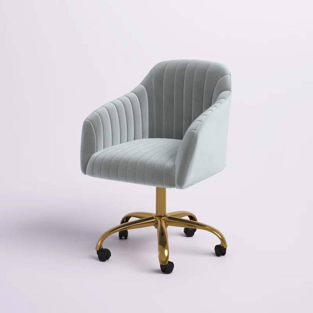 Refined White Tufted Velvet Armchair With Golden Legs