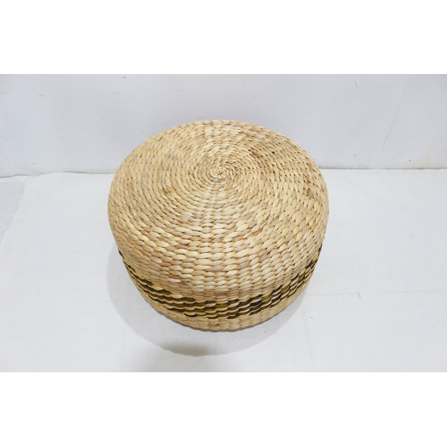 Wholesale Price Water Hyacinth Stool Round Ottoman White Wash Finish Stools Living Room Furniture