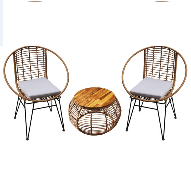 Hot Sale Outdoor (Pe) Rattan wicker Chair And Table Set Exquisite Rattan Garden Chairs With Cushion