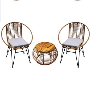 Hot Sale Outdoor (Pe) Rattan wicker Chair And Table Set Exquisite Rattan Garden Chairs With Cushion