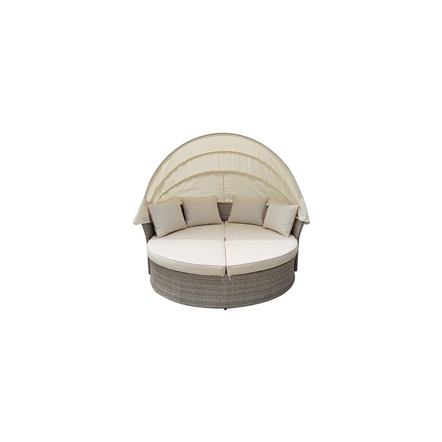 Hot Design Rattan Furniture Outdoor Round Sectional Sunbed Rattan Garden Canopy Daybed made in VietNam