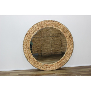 Hot trend Home Bathroom Bedroom Living Room Mirror Wall Decor Mirror 100% handmade natural material round shape