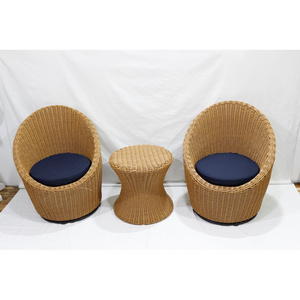 High Quality Plastic Rattan Swivel Egg Chairs Set for Garden Living Room Dining and Home Office Bedroom Furniture