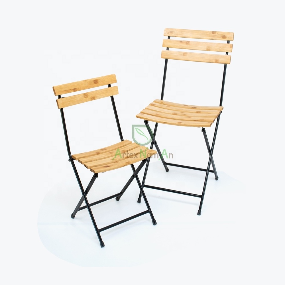 Bamboo outdoor patio dining bistro chair/small balcony patio folding chair/bamboo outdoor furniture