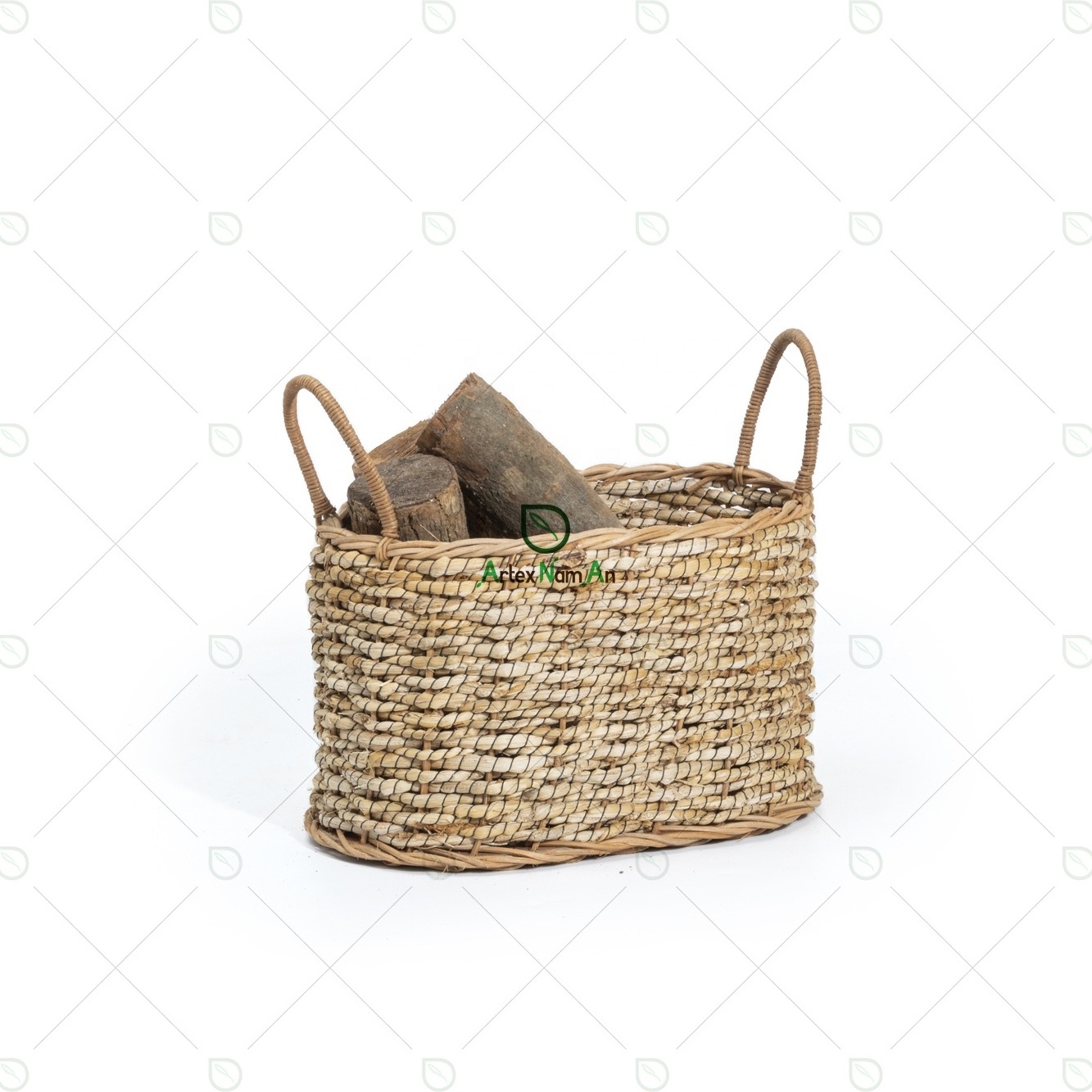 Banana leaf storage basket with handles/wicker laundry basket hamper/boho decorative basket for blanket, toy, shoe, firewood