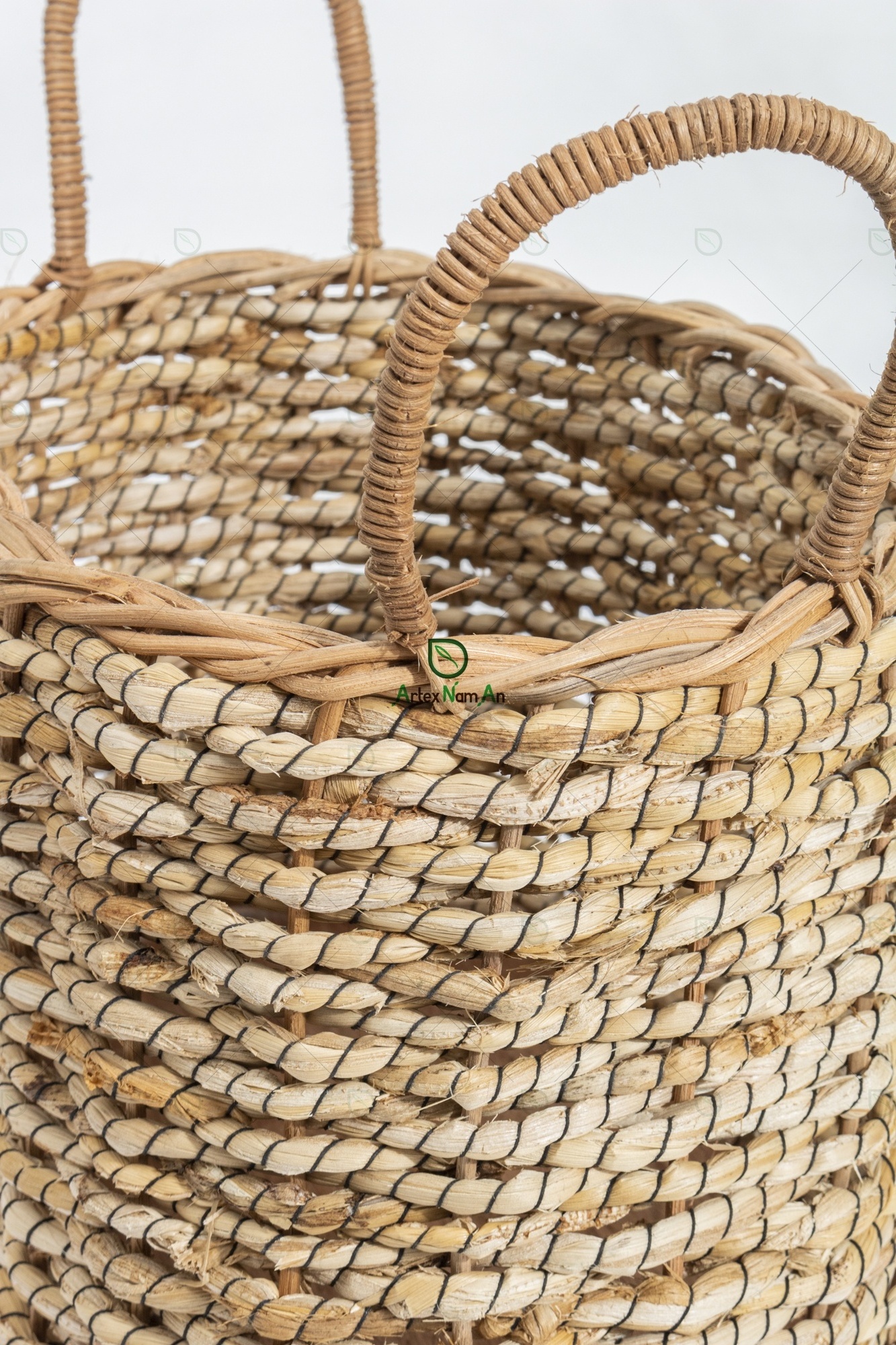 Banana leaf storage basket with handles/wicker laundry basket hamper/boho decorative basket for blanket, toy, shoe, firewood