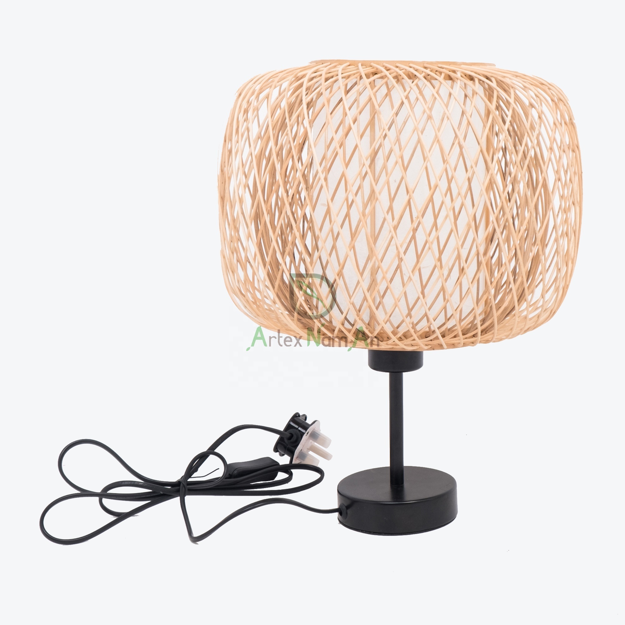 Farmhouse bamboo woven light creative decoration pendant light wicker light with fixtures with fixtures bird cage shade