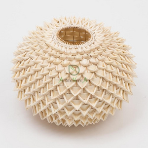 Unique design eco friendly hand made round quill lampshade, ceiling hanging pendant lamp shade from Vietnam