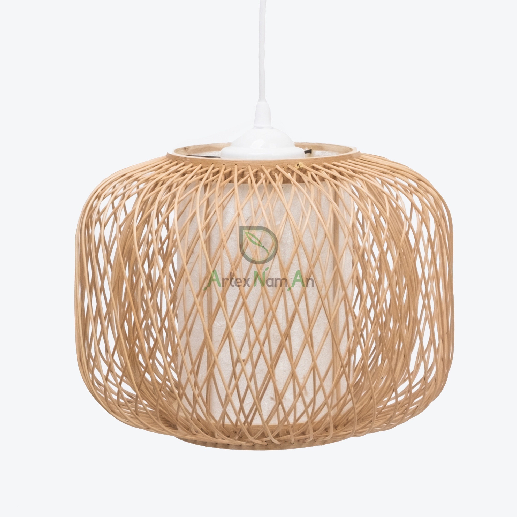 Farmhouse bamboo woven light creative decoration pendant light wicker light with fixtures with fixtures bird cage shade