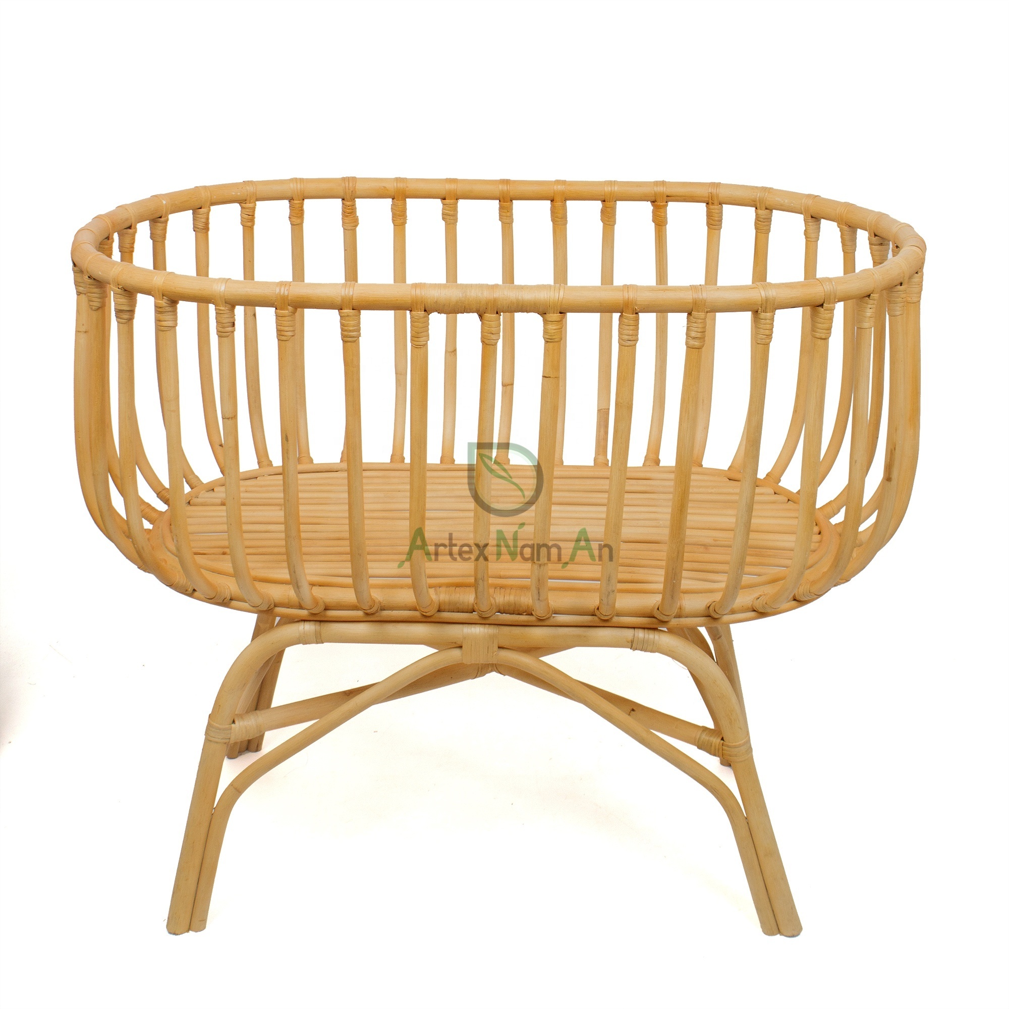 Handmade rattan wicker baby bed bassinet also baby cot bed crib for new born baby nursery furniture