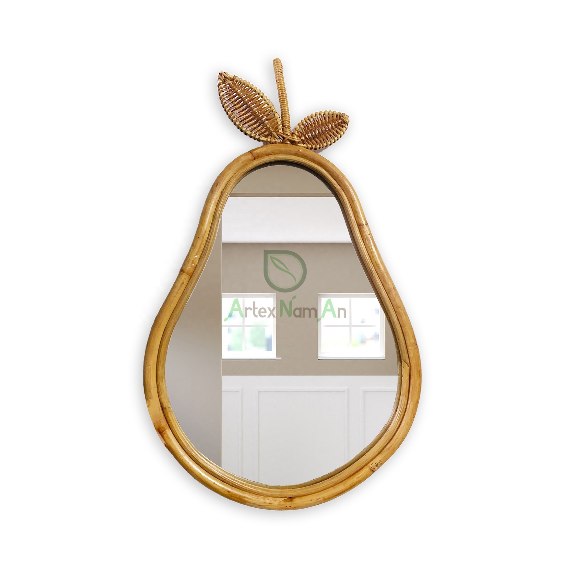 Baby nursery decor rattan wall mirror/kids room decoration apple shaped mirror/farmhouse mirror wall decor