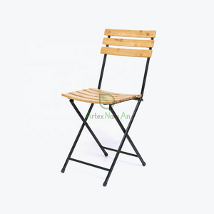 Bamboo outdoor patio dining bistro chair/small balcony patio folding chair/bamboo outdoor furniture