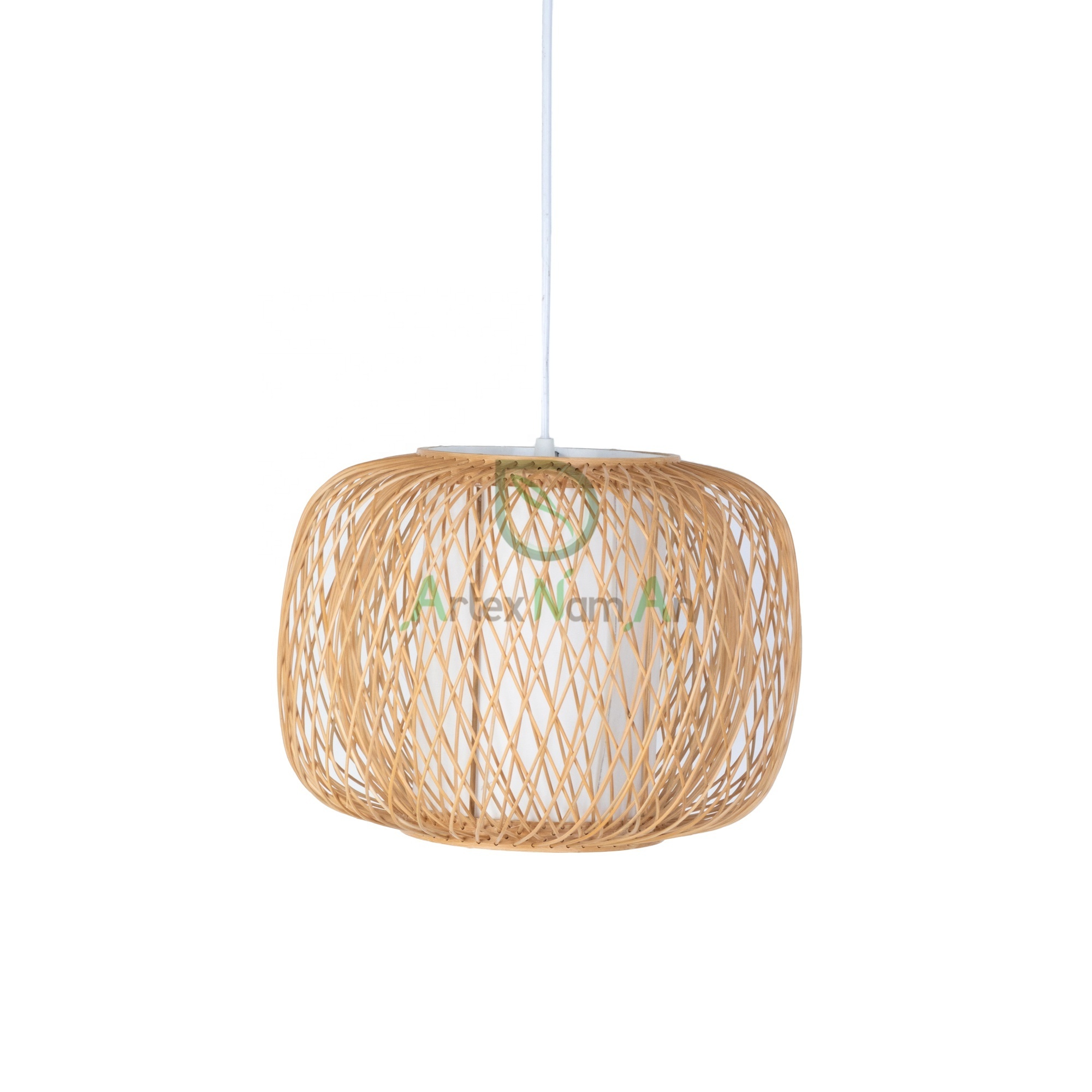 Farmhouse bamboo woven light creative decoration pendant light wicker light with fixtures with fixtures bird cage shade