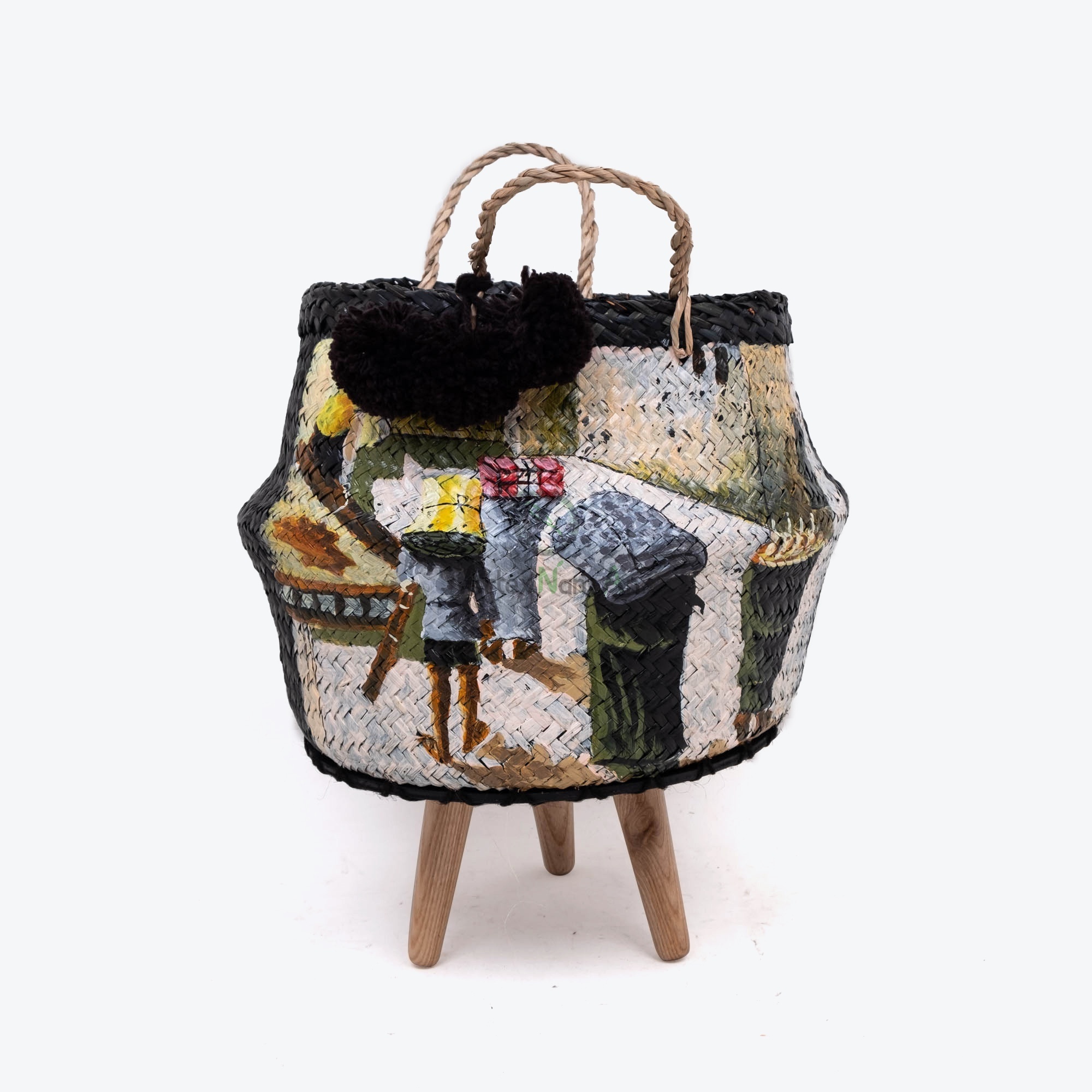 Seagrass african foldable storage basket with handles also woven planter pot indoor with stand wholesale