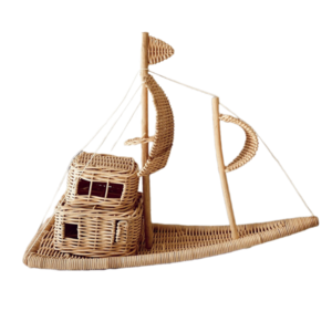 Elegant Design Wooden boho style rattan boat hanging customized color kid room decor from Vietnam