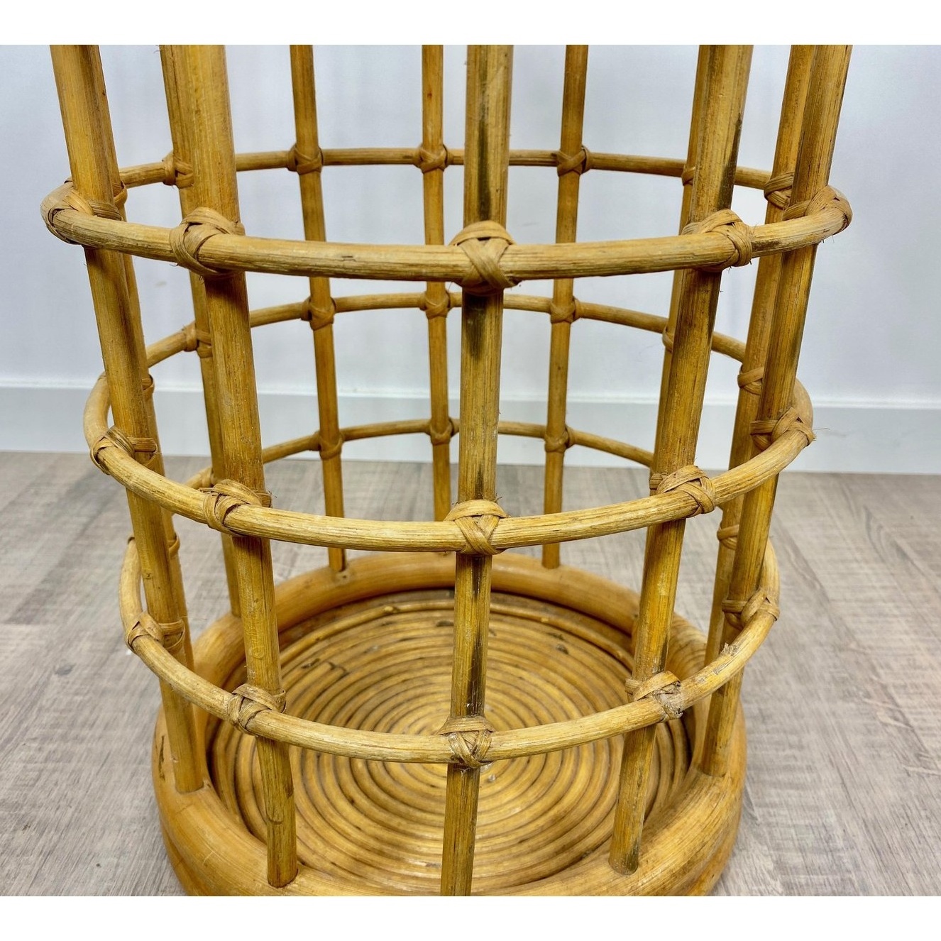 High quality hand woven natural rattan outdoor umbrella stand wicker rattan umbrella holder handmade from Vietnam