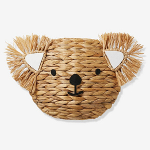 Cute Eye-Catching Natural Woven Animal Face Water Hyacinth Koala Wall Decor For Kid Room And Nursery Handmade In Vietnam