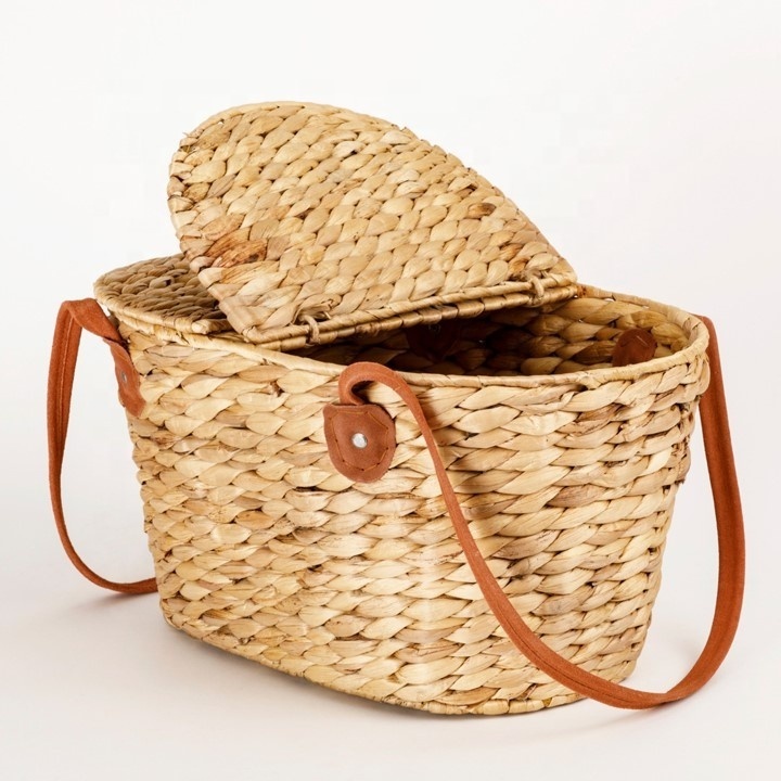 Picnic Basket Wholesale Home Kitchen Picnic Food Fruit Vegetables Sundries  water hyacinth picnic baskets with lid handle