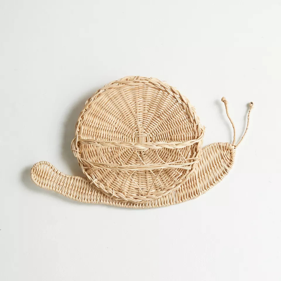 Boho Top Selected Rattan Snail Wall Basket Rattan Wall Hanging Decorative Accent Whimsical Wall Basket For Kid Room From Vietnam