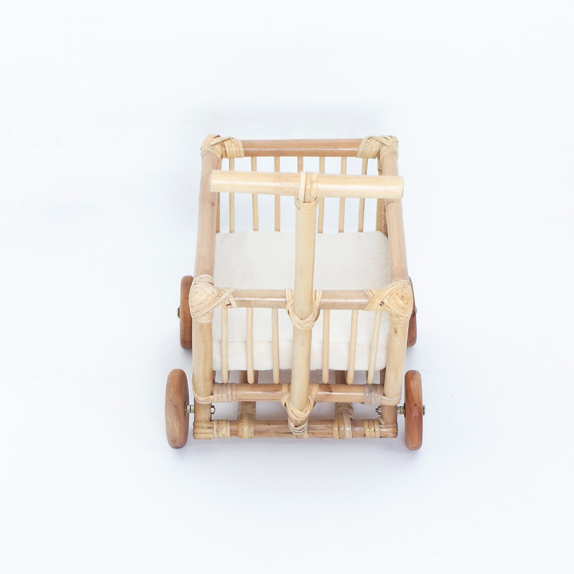 Manufacturer Baby Walker Doll Wicker Stroller Buggy Carriage Basket Rattan Doll Pram With Wheels Kid room