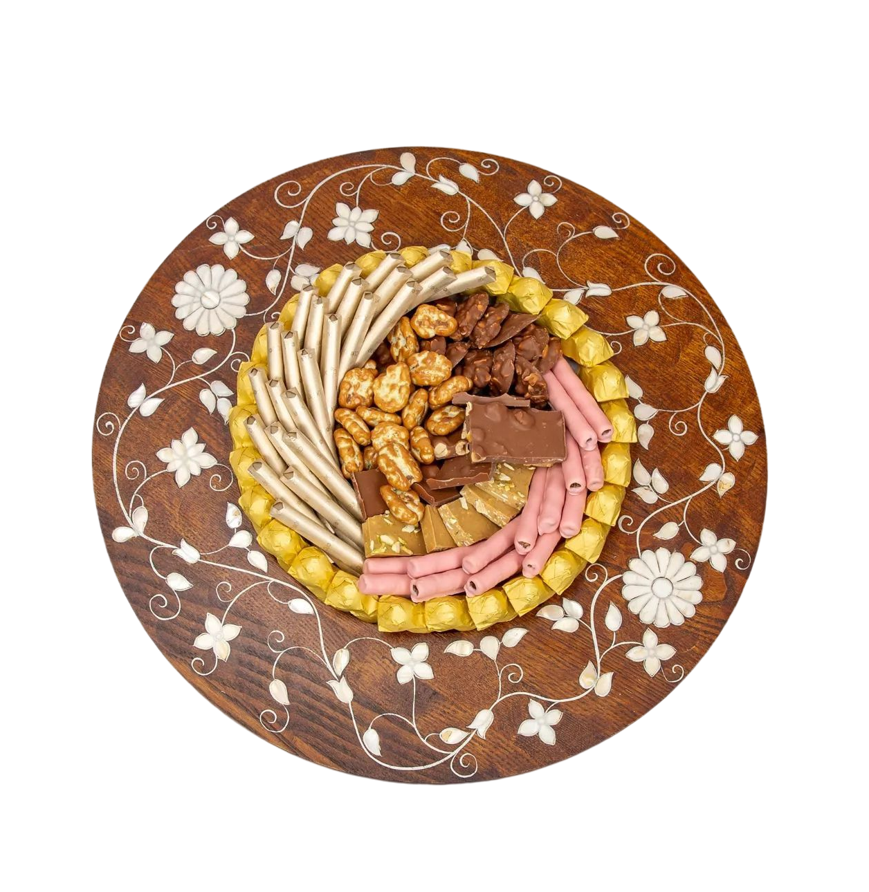 Ramadan Display Decoration Wood engraving MOP inlay tray high standard serving and decorative tray based on gulf design