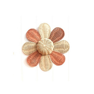 Lovely Rattan Flowers Wicker Rattan Wall Hanging Decor Boho Flower Wall Decor Suitable For Kids Room And Nursery