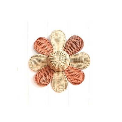 Lovely Rattan Flowers Wicker Rattan Wall Hanging Decor Boho Flower Wall Decor Suitable For Kids Room And Nursery